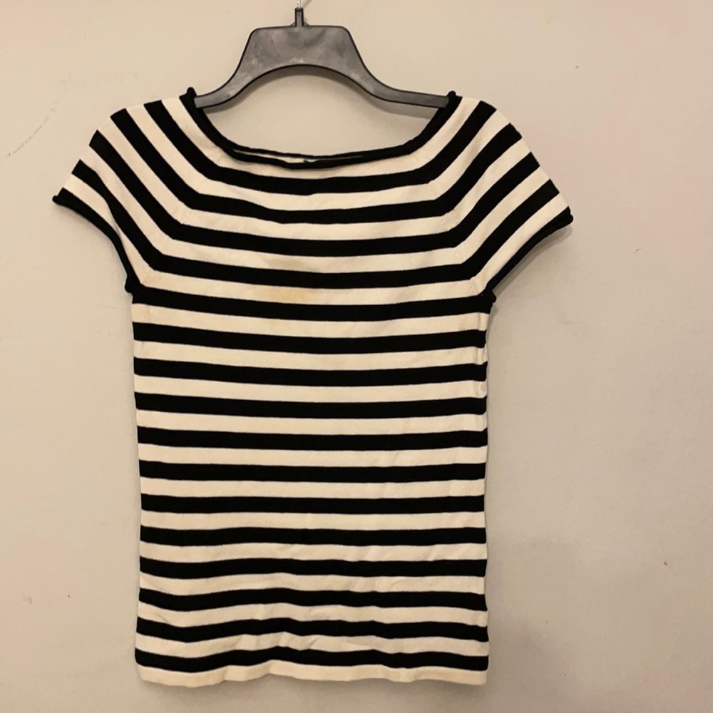 AK Anne Klein top, size small, black and white stripes